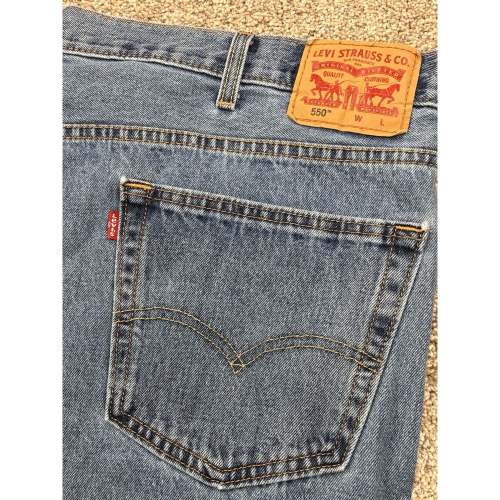 Levis 550‎ Relaxed Fit Jeans Mens Sz 52x30 Blue Denim Pants Straight Leg #0076